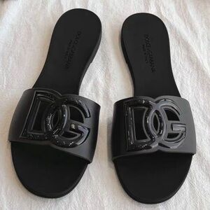 Dolce & Gabbana Black Slide Sandals